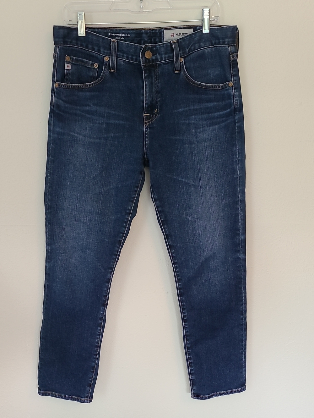 AG Adriano Goldschmied Women's Boyfriend Jeans in Dark Blue Denim